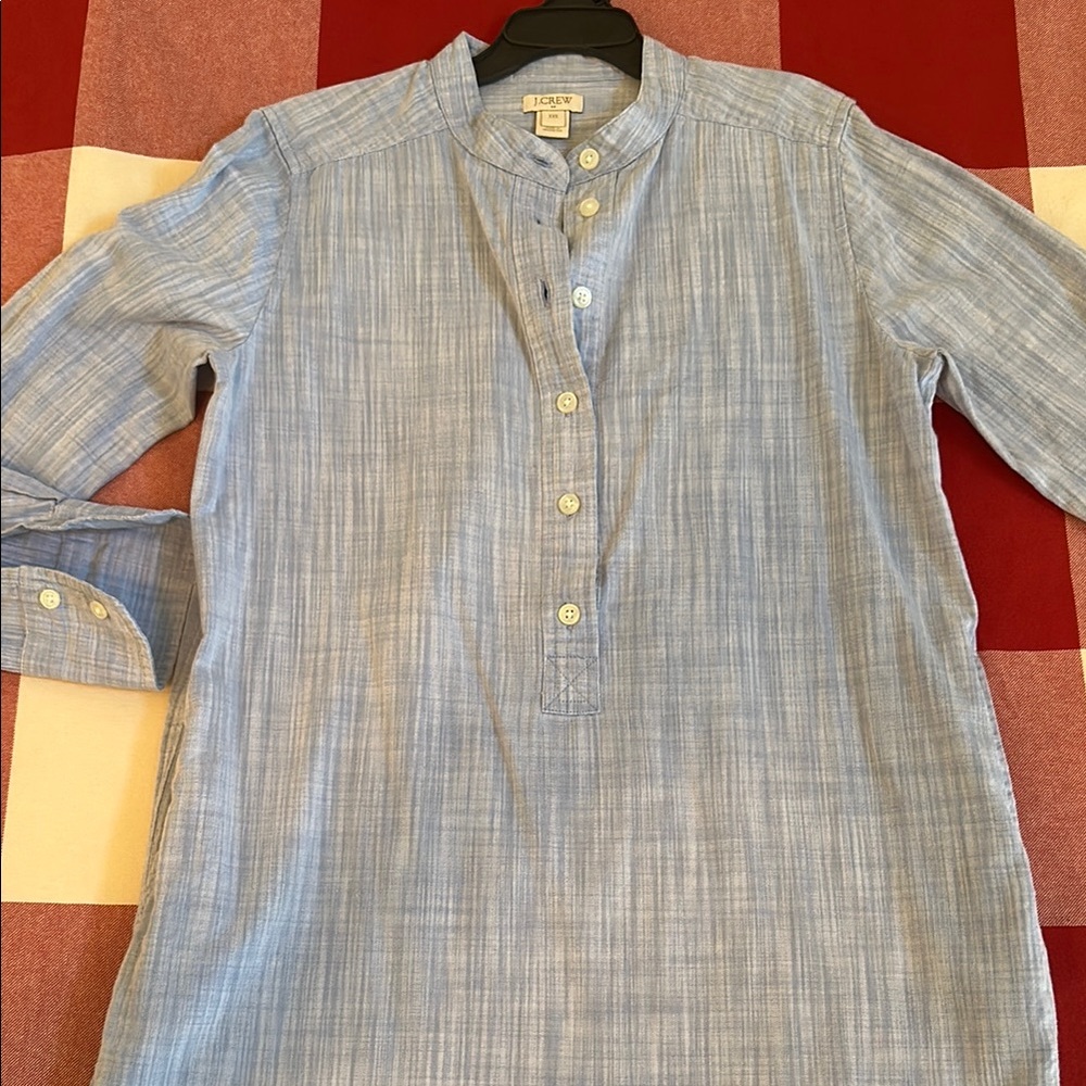 J. Crew top, button shirt in chambray blue, size XXS